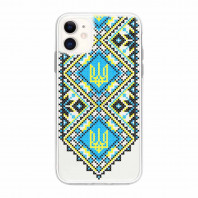 Патріотичний чохол для iPhone 11 з малюнком "Вишиванка синя"